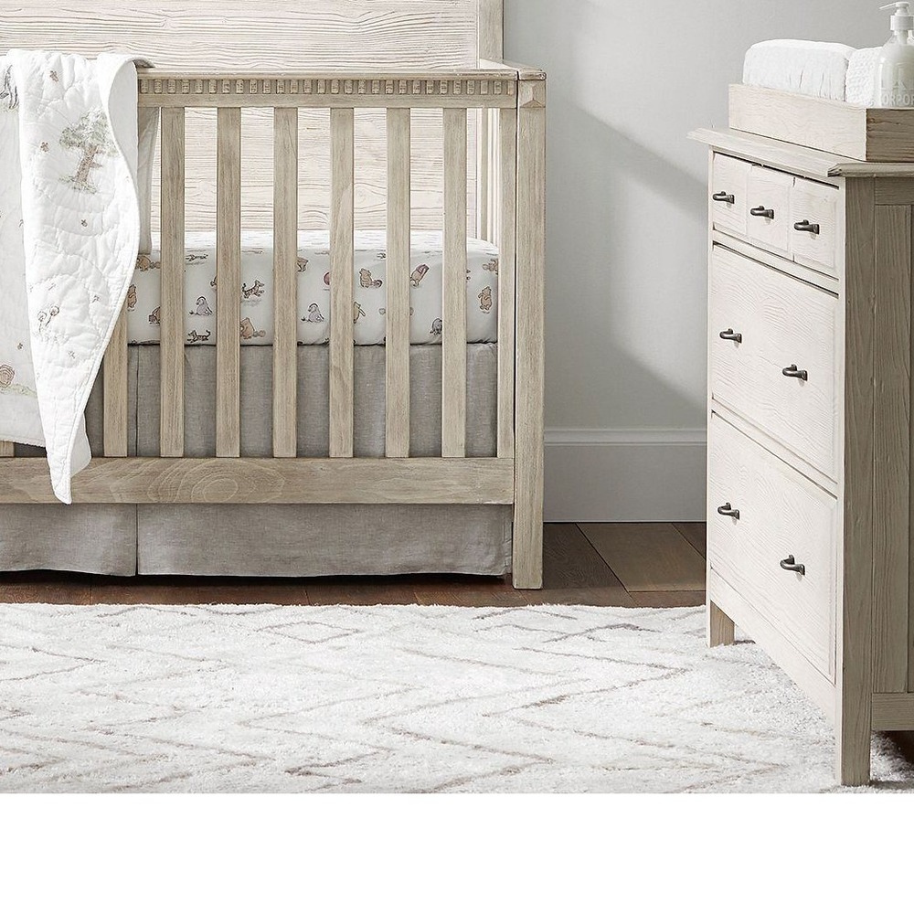 New Pottery Barn Kids Belgian Flax Linen Crib Skirt Gray Linen Cotton